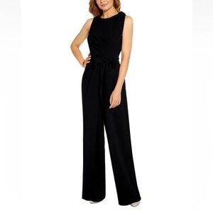 ADRIANNA PAPELL Womens Black Tie Sleeveless Party Wide Leg Jumpsuit - Reemoly